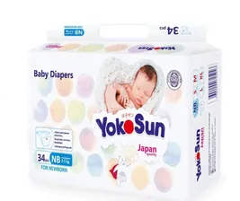 YokoSun, ПОДГУЗНИКИ размер NB, 2-5кг (34 шт)
