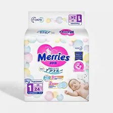 Подгузники Merries, NB (5кг), 24шт